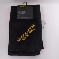 GOLD'S GYM カラビナ付きフェイス タオル 黒 文字ロゴ 新品未使用