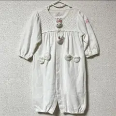 綿100% メゾピアノ　ロンパース　50-70cm うさぎ　ホワイト　女の子