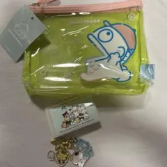【新品】 サンリオ　はぴだんぶい　ハンギョドン　クリアポーチ&キーチャーム