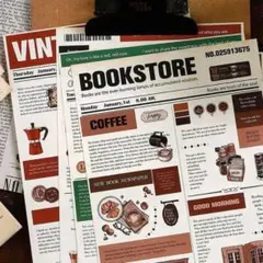 602113 ステッカー 4点 コラージュ素材 紙モノ 英字 英文 英語