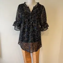 【美品】mystic.花柄シースルーブラウス