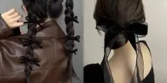 SHEIN リボン ヘアバレッタ ヘアクリップ ブラック 2点セットのサムネイル