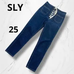 【SLY】スライ　レースアップダークブルースキニーデニムパンツクロップド25Sのサムネイル