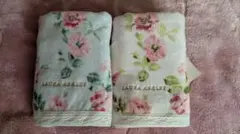 ★新品★ローラアシュレイ 花柄フェイスタオル ピンク&ブルー ２枚セット