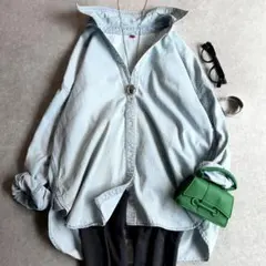 美品 リヴドロワ オーバーサイズデニムシャツ ライトブルー 長袖ワイドシルエット