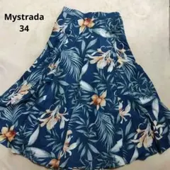 Mystrada☆ボタニカルリネンロングスカート　ネイビー34