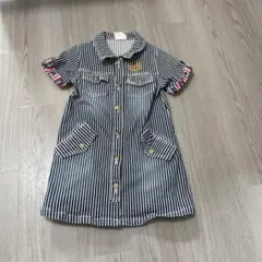 daddy oh daddy ストライプ 半袖デニムワンピース 120