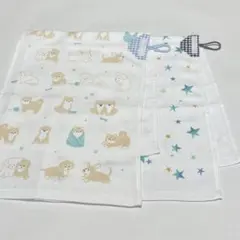 ループ付きフェイスタオル　　タオルガーゼ ２枚 約30×70