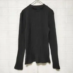 GU ジーユー (M)　リブ 長袖 カットソー　ブラック