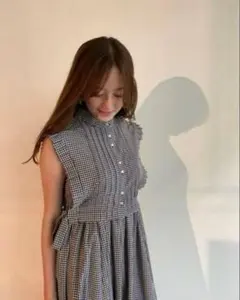 SNIDELスナイデル ギンガムチェック ノースリーブ ロングワンピース