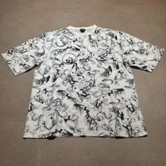 akademiks 半袖　tシャツ　白　ホワイト　黒　総柄　XL