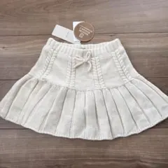 新品プティマインニットプリーツスカートM100cm110cmオフホワイト