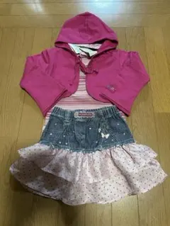 naartjie◾️フーディボレロボーダーTスカートセット2T3T9095