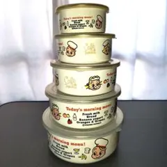 原田治　オサムグッズ ホーロータッパー5P レトロ カフェドタピオカのサムネイル