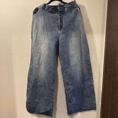 chico チコ　ハートプリント　ボックスワイドデニムパンツ　サイズ1