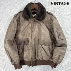 【ヴィンテージ】A-2 G-1 レザー フライトジャケット 本革 ブラウン ④