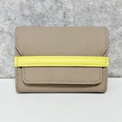 大容量✨カード12枚以上収納可 レザー 蛇腹式カードケース グレージュ×イエロー