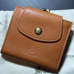 【新品未使用】イルビゾンテ 二つ折り 財布 がま口 ヤキヌメ キャラメル