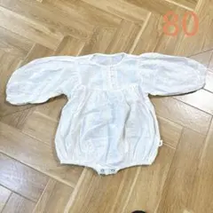 ホワイトロンパース 刺繍入り 長袖　春夏　薄手　韓国子ども服