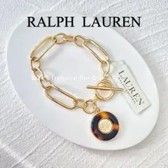 S306/RALPH LAUREN 鼈甲琥珀柄チャームゴールドブレスレット