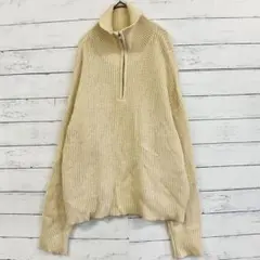 elgna ハーフジップ ニット 38 ベージュ 体型カバー 秋冬 ハイネック