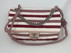 限定値下げ シャネルマトラッセ コットン シングルフラップ ダブルチェーンバッグ