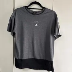 adidas メッシュデザイン Tシャツ グレー