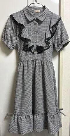 axes femme ギンガムチェック ラッフルシャツワンピース