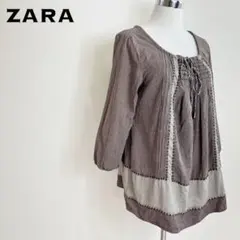 ZARA BASIC ザラベーシック チュニックブラウス レースアップデザイン