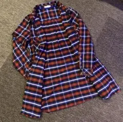 earth music&ecologyくすみカラー ボルドー×ネイビー シャツ