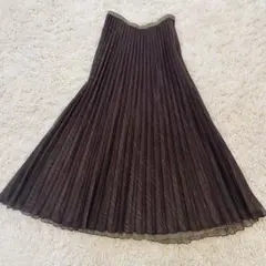 ダークブラウン プリーツスカート