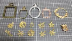 レジン　空枠5個＋チャーム10個＋王冠2個　③　同梱100円