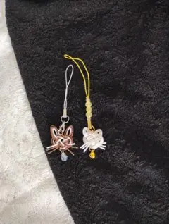 水引　猫のストラップ2本セット