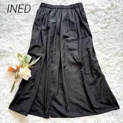 イネド　INED フレアロングスカート　黒　M Aライン　シンプル　ウエストゴム