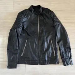 フェイクレザーライダースジャケット黒ブラック