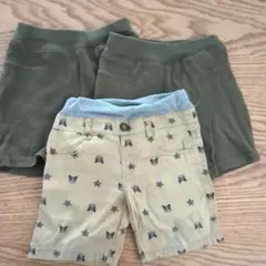 90cmカーキ色とベージュのパンツ3点セット