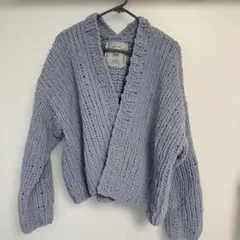 お値下げ❗️ジェラートピケ、ライトブルーリブ編み ニットカーディガン