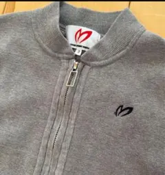 ジップアップジャケット グレー 肘パッチ付き