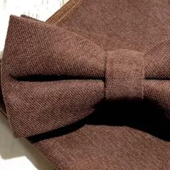 ☆蝶ネクタイ チーフ　ブラウン　結婚式披露宴メンズブライダル　Ydy