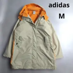adidas　ベンチコート　刺繍ロゴ　フード付き　裏起毛　Mサイズ