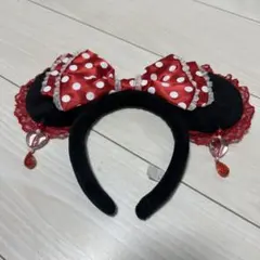 ディズニー カチューシャ ミニー イヤリング レース レア 赤