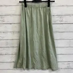 【古着】✨ロングスカート【F】ゴムウエスト　Aライン　フレア　ミントグリーン