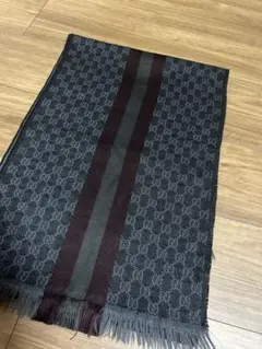 GUCCI GGパターン マフラー グレー・ボルドー