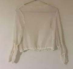 ホワイト シフォン クロップドシャツ