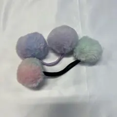 パステルファーポンポンヘアゴム2個セット