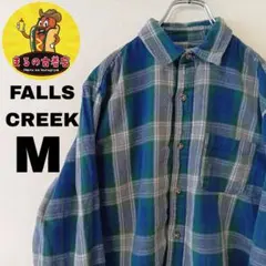 USA古着 FALLSCREEK　ネルシャツM　ブルーグリーン　チェックのサムネイル