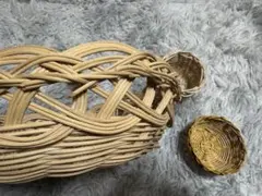 天然素材のハンドメイド バスケット 木カゴ 3個セット