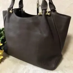 極美品　キタムラ 本革　シボ革　レザー　ハンドバッグ　ブラウン　金金具　高級