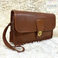 COACH オールドコーチ クラッチバッグ セカンドバッグ ターンロック 茶色