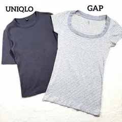GAP × UNIQLO 半袖カットソー 2枚セット（ボーダー・ダークグレー